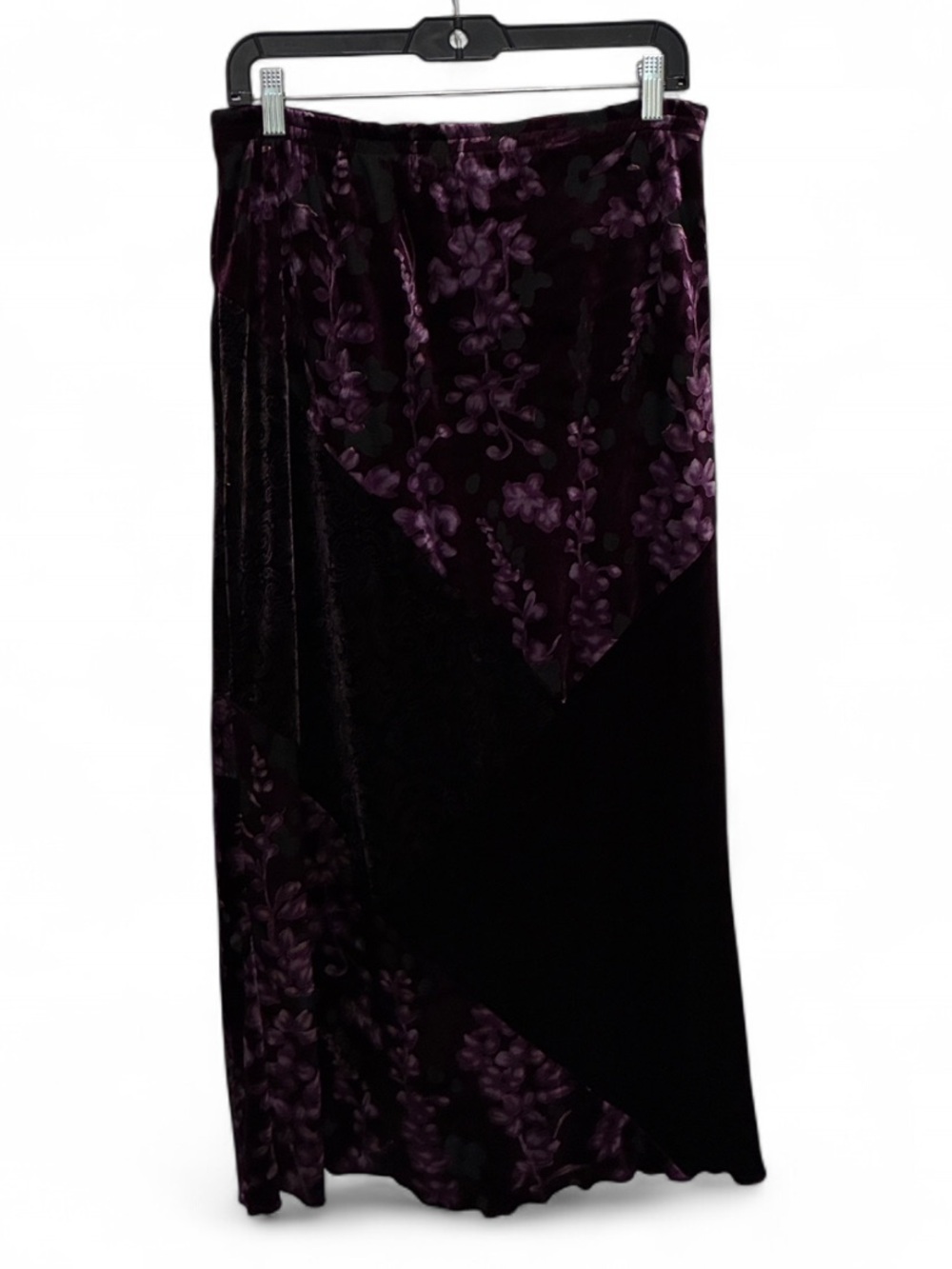 Y2K Notations Purple Velvet Patchwork Maxi Skirt